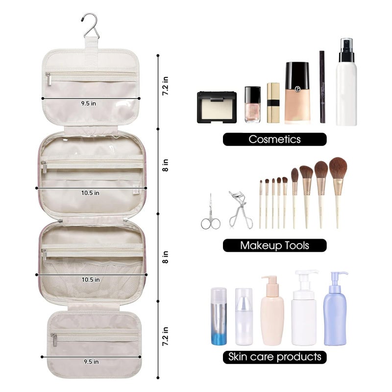 Narwey Hanging Toiletry Bag for Women Travel Makeup Bag Organizer Toiletries Bag for Travel Size Essentials Accessories Cosmetics (Dusty Rose (Medium)) - Image 5