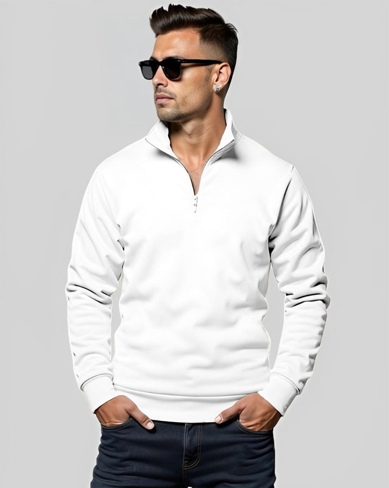 AUSK Men Fleece Turtle Neck Regular Sweatshirt||Sweater || Sweatshirt White, Large - Image 2