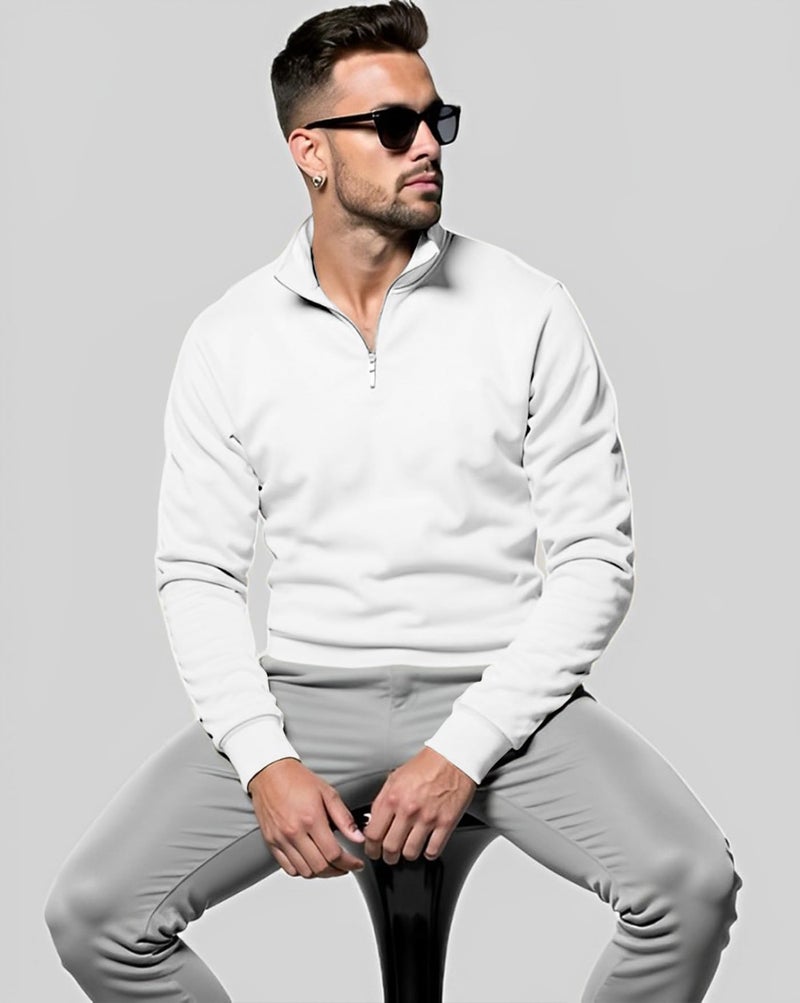 AUSK Men Fleece Turtle Neck Regular Sweatshirt||Sweater || Sweatshirt White, Large - Image 5