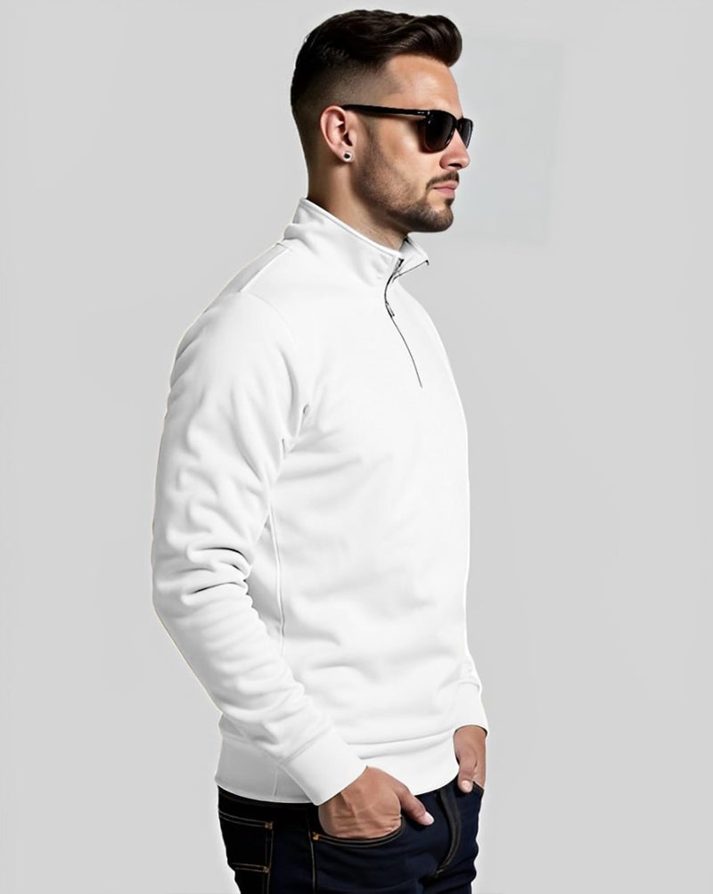 AUSK Men Fleece Turtle Neck Regular Sweatshirt||Sweater || Sweatshirt White, Large - Image 3