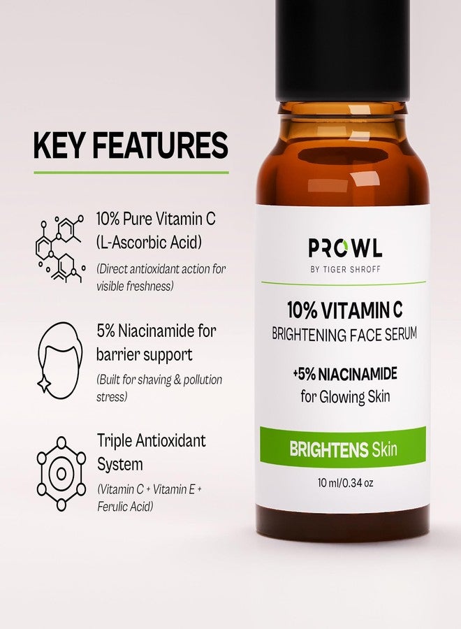 PROWL by Tiger Shroff 10% Vitamin C Serum for Daily Glowing Skin | Reduces Dark Spots & Evens Skin Tone for Men | Face Brightening Serums for All Sensitive Dry Oily Combination Skin Care | 10ml - Image 2