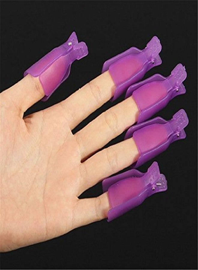 Onwon 10pc Professional Plastic Acrylic Nail Art Soak Off Cap Clip Uv Gel Polish Remover Wrap Cleaner Clip Cap Tool (Purple) - Image 2