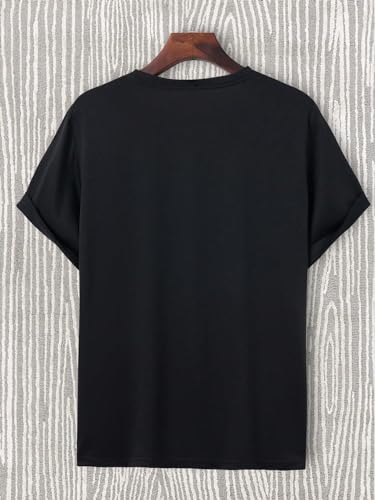 Floerns Men's Cross Print Short Sleeve T Shirt Crewneck Tee Shirts Black Dull Medium - Image 2