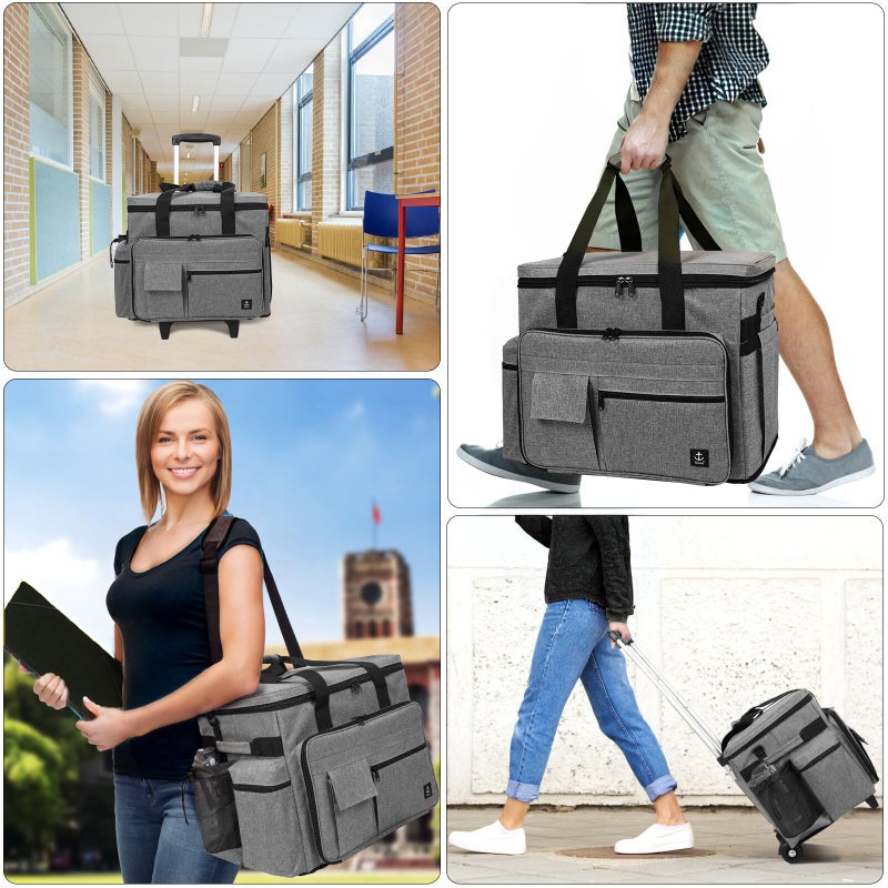 Timoxi Rolling Teacher Bag Built-in Hard Support Board, Rolling Briefcase with Detachable Trolley, Rolling bag with Laptop compartment, Adjustable Shoulder Strap, and Ample Storage Space - Image 2