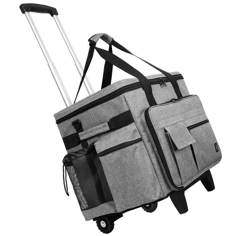 Timoxi Rolling Teacher Bag Built-in Hard Support Board, Rolling Briefcase with Detachable Trolley, Rolling bag with Laptop compartment, Adjustable Shoulder Strap, and Ample Storage Space - Image 1