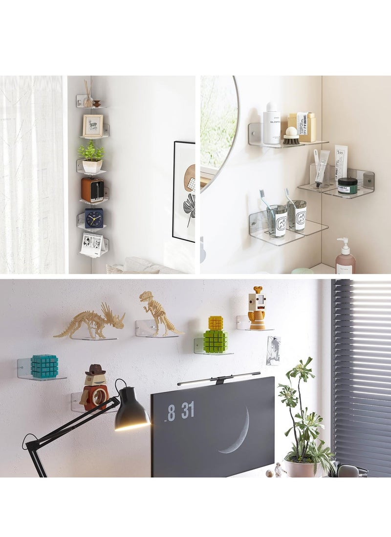 Generic - Small Acrylic Shelves Set of 6, 4in Floating Wall Mounted Shelves for Plants, Small Wall Decoration & Storage Shelf for Toy Display (Clear) - Image 1