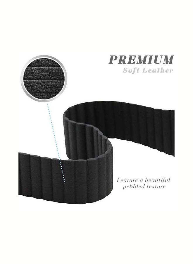 NIBEMINENT Replacement Strap 42mm/44mm/45mm/49mm Leather Magnetic Loop Band For Apple Watch Series 1/2/3/4/5/6/7/8/SE Black - Image 5