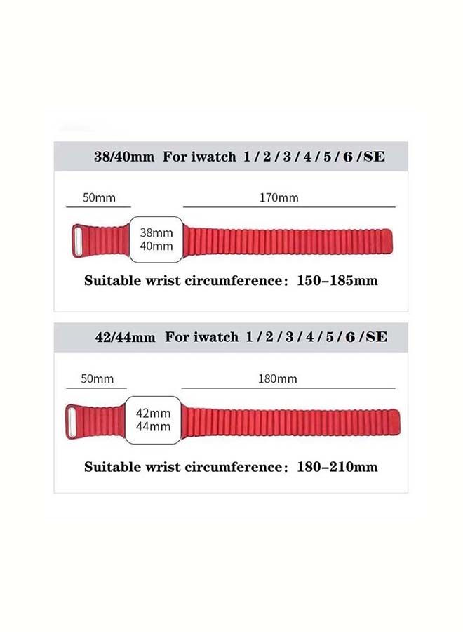 NIBEMINENT Replacement Strap 42mm/44mm/45mm/49mm Leather Magnetic Loop Band For Apple Watch Series 1/2/3/4/5/6/7/8/SE Black - Image 4