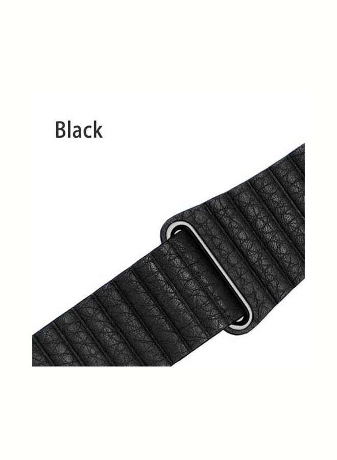 NIBEMINENT Replacement Strap 42mm/44mm/45mm/49mm Leather Magnetic Loop Band For Apple Watch Series 1/2/3/4/5/6/7/8/SE Black - Image 2