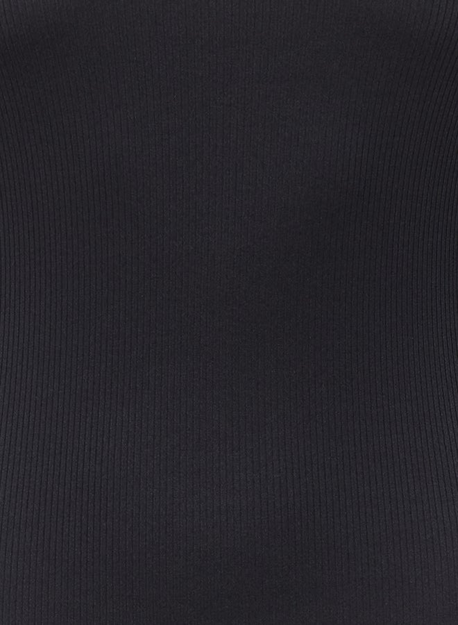 trendyol Black Fitted Square Neck Ribbed Stretchy Knitted Maxi Pencil Dress - Image 4