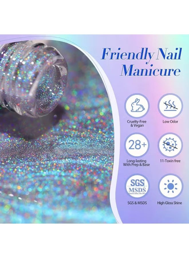Born Pretty 9D Cat Magnetic Eye Gel Nail Polish Holographic Rainbow Gel Polish Blue Purple Soak Off U V LED Gel Polish Nail Art Design Manicure Salon DIY Home 15ML - Image 3