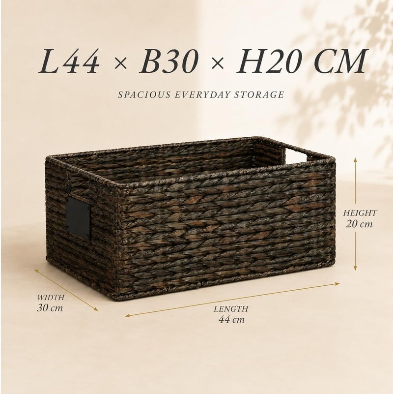 Homesmiths Mocha Water Hyacinth Storage Basket with Handle – Large, L 44 X B 30 X H 20 cm, Eco-Friendly Woven Seagrass Basket for Home Organization, Bedroom, Living Room, Bathroom & Toy Storage - Image 2