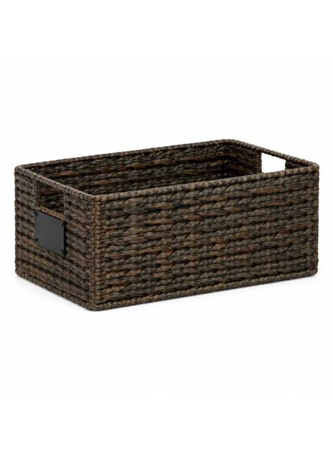 Homesmiths Mocha Water Hyacinth Storage Basket with Handle – Large, L 44 X B 30 X H 20 cm, Eco-Friendly Woven Seagrass Basket for Home Organization, Bedroom, Living Room, Bathroom & Toy Storage - Image 1