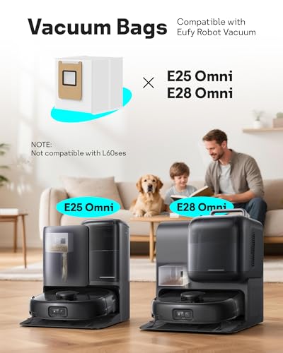 Leemone 12 Pack E25 E28 Dust Bags Compatible with eufy Omni Robot Vacuum E25 E28, 4 Layer Filtration System with Activated Carbon Fabric - Image 2
