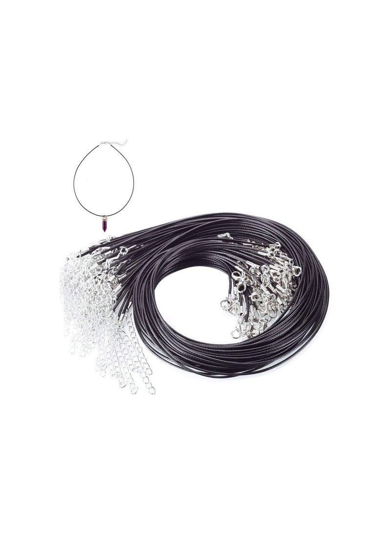 GGOOT 30 PCS Black Necklace Cord with Lobster Clasp Waxed Necklace String Cord Pendant Bulk Necklace Cords Chain for Bracelet Jewelry Making - Image 1