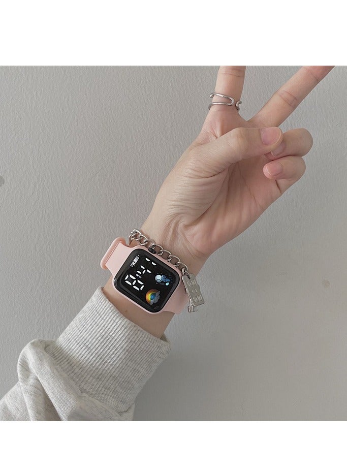 New Small Square Student Sports Watch LED Electronic Smart Electronic Watch Pink - Image 4