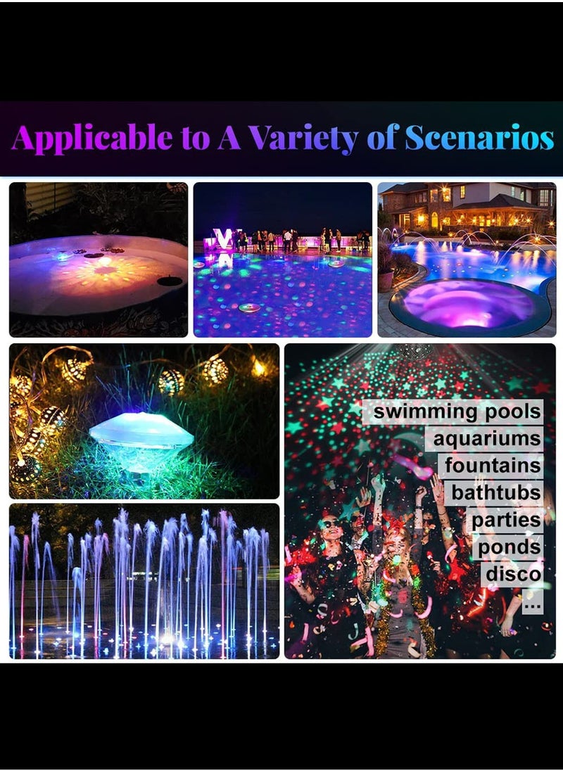 SYOSI - Swimming Pool Light Floating Pool Lights with 7 Modes Ornament Bathtub Pond Décor Underwater Waterproof Lighting Flashing Fountain Accessories Disco Pool Party Decorations, Hot Tub Bath Toys - Image 1