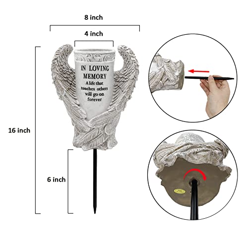 BAYN Grave Decorations for Cemetery, Angel Wings Vases with Spikes for Garden Decorations Waterproof Garden Statues Memorial Gifts for Loss of Loved One - Image 4