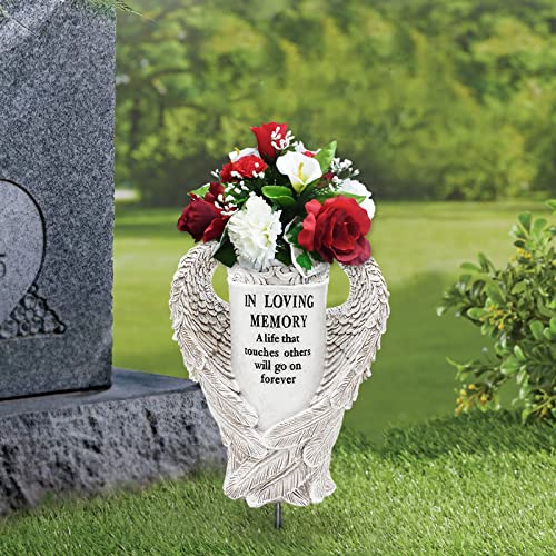 BAYN Grave Decorations for Cemetery, Angel Wings Vases with Spikes for Garden Decorations Waterproof Garden Statues Memorial Gifts for Loss of Loved One - Image 2