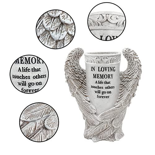 BAYN Grave Decorations for Cemetery, Angel Wings Vases with Spikes for Garden Decorations Waterproof Garden Statues Memorial Gifts for Loss of Loved One - Image 3