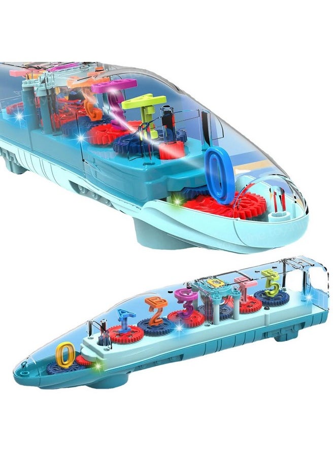 Toyshine Big Transparent Bump And Go Train With 3D Lightning Moving Gears And Music Birthday Toy Gift For 25 Year Old Boy Girl Baby Numbers  - Image 1