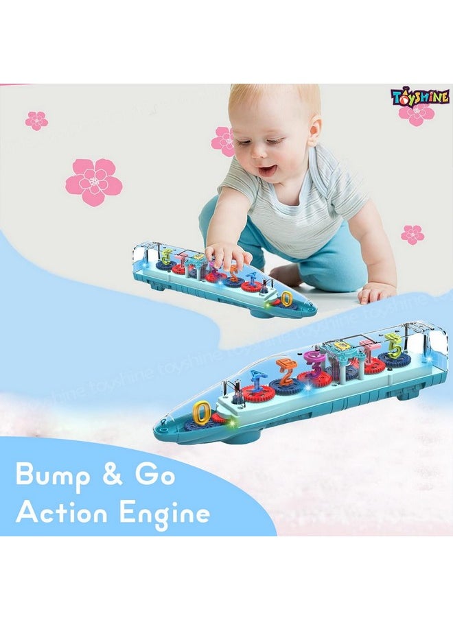 Toyshine Big Transparent Bump And Go Train With 3D Lightning Moving Gears And Music Birthday Toy Gift For 25 Year Old Boy Girl Baby Numbers  - Image 5