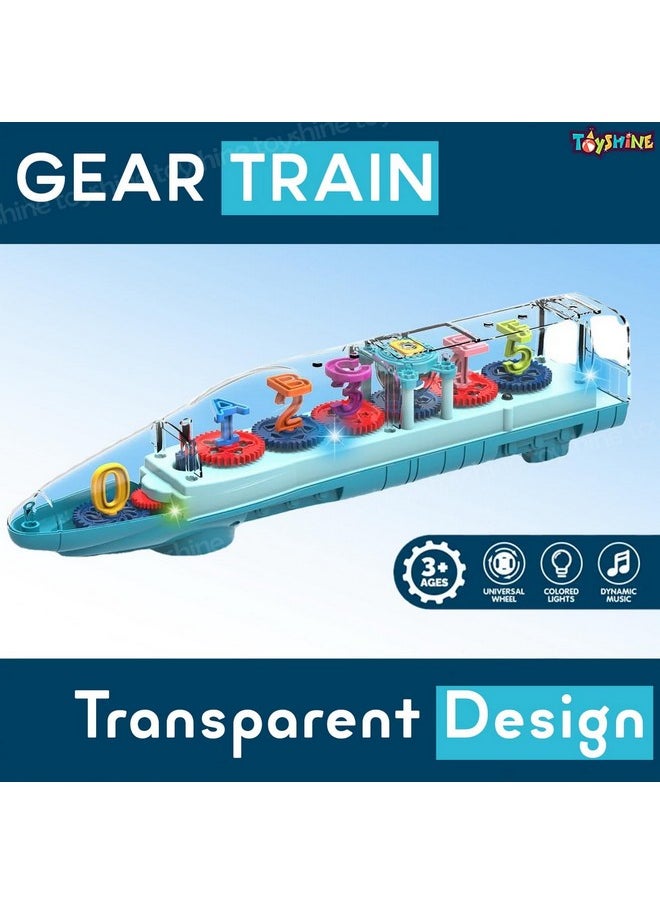 Toyshine Big Transparent Bump And Go Train With 3D Lightning Moving Gears And Music Birthday Toy Gift For 25 Year Old Boy Girl Baby Numbers  - Image 2