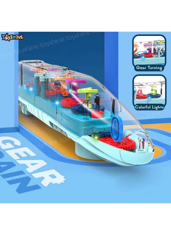 Toyshine Big Transparent Bump And Go Train With 3D Lightning Moving Gears And Music Birthday Toy Gift For 25 Year Old Boy Girl Baby Numbers  - Image 3
