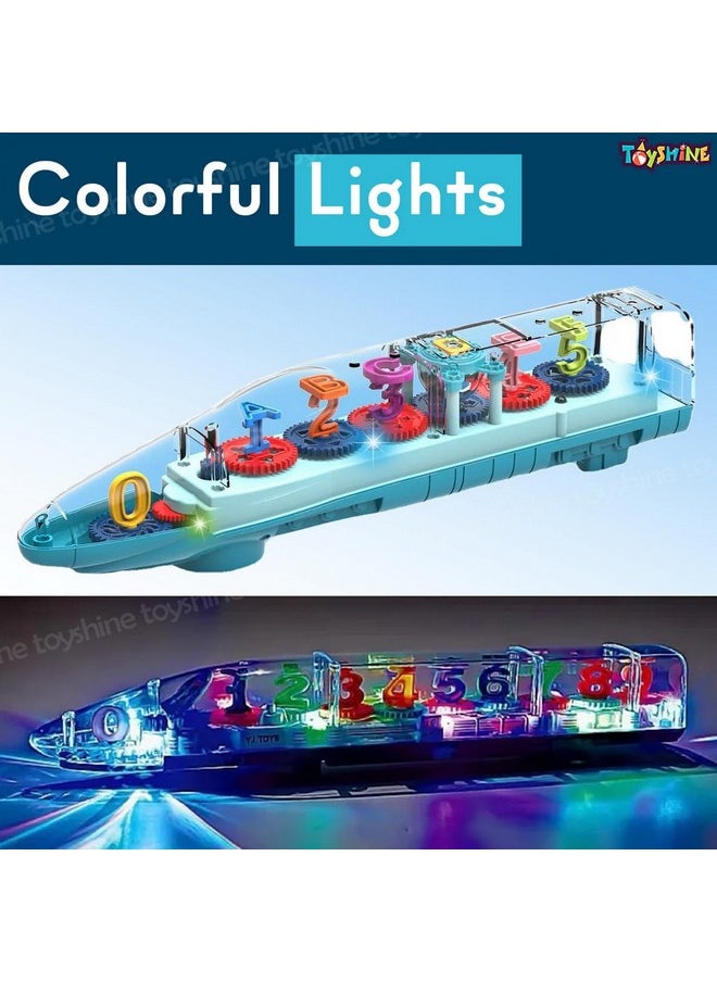 Toyshine Big Transparent Bump And Go Train With 3D Lightning Moving Gears And Music Birthday Toy Gift For 25 Year Old Boy Girl Baby Numbers  - Image 4