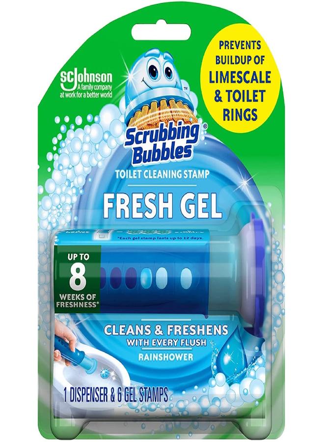 Scrubbing Bubbles Scrubbing Bubbles Toilet Bowl Cleaning Gel Starter Kit, Includes Dispenser and Gel, Glade Rainshower Scent, 6 Stamps - Image 1