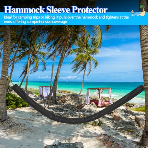 Ribbonlic Extra Long Waterproof Hammock Sleeve Protector 16 ft Lightweight and Compact Camping Hammock Storage and Cover Black Cover Only - Image 3