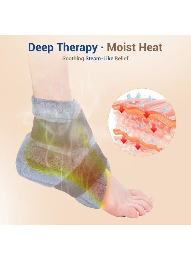 Comfytemp Microwavable Ankle Heating Pad, Feet Warmers for Plantar Fasciitis, Moist Heat Slippers for Achilles Tendinitis, Sprained Ankles, Swelling, Heel Spur, Hot Compress, Get Well Gift - Hand Wash - Image 2