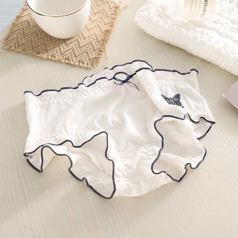 Cute Butterfly Print Cotton Girls Panties Black - Image 2