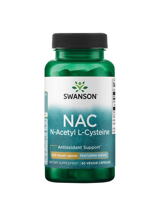 Swanson Amino Acid Ajipure N-Acetyl-L-Cysteine Pharmaceutical Grade 600 Milligrams 60 Veg Capsules - Image 1