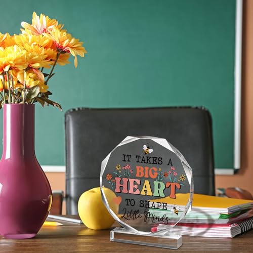 Perthlin Best Teacher Appreciation Gifts for Women Acrylic Christmas Thank You Teacher Gift from Student for Valentine Office Desk Decor Paperweight Keepsake(Nonagon Flower) - Image 4