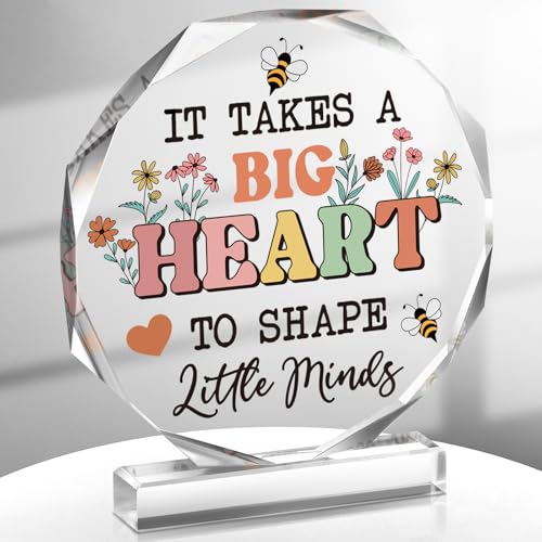 Perthlin Best Teacher Appreciation Gifts for Women Acrylic Christmas Thank You Teacher Gift from Student for Valentine Office Desk Decor Paperweight Keepsake(Nonagon Flower) - Image 1