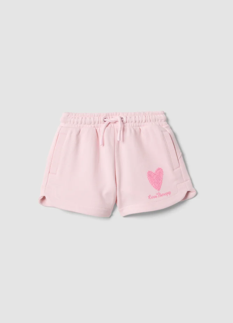 Ovs OVS Girl'S Regular Fit Pink Cotton Blend Shorts With Heart