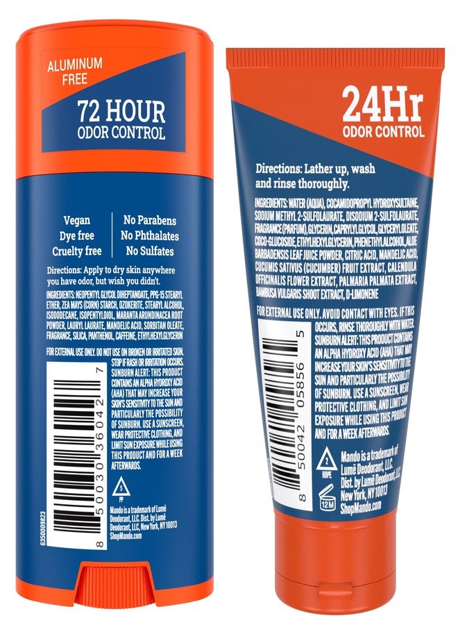 Mando ماندو سموذ صلب ستيك (2.6 أونصة) + غسول جسم حمضي (1.5 أونصة) - مثبت سريرياً لمنع الرائحة طوال اليوم - آمن للجسم بالكامل للإبطين، المناطق الحساسة + القدمين (برو سبورت) - Image 2