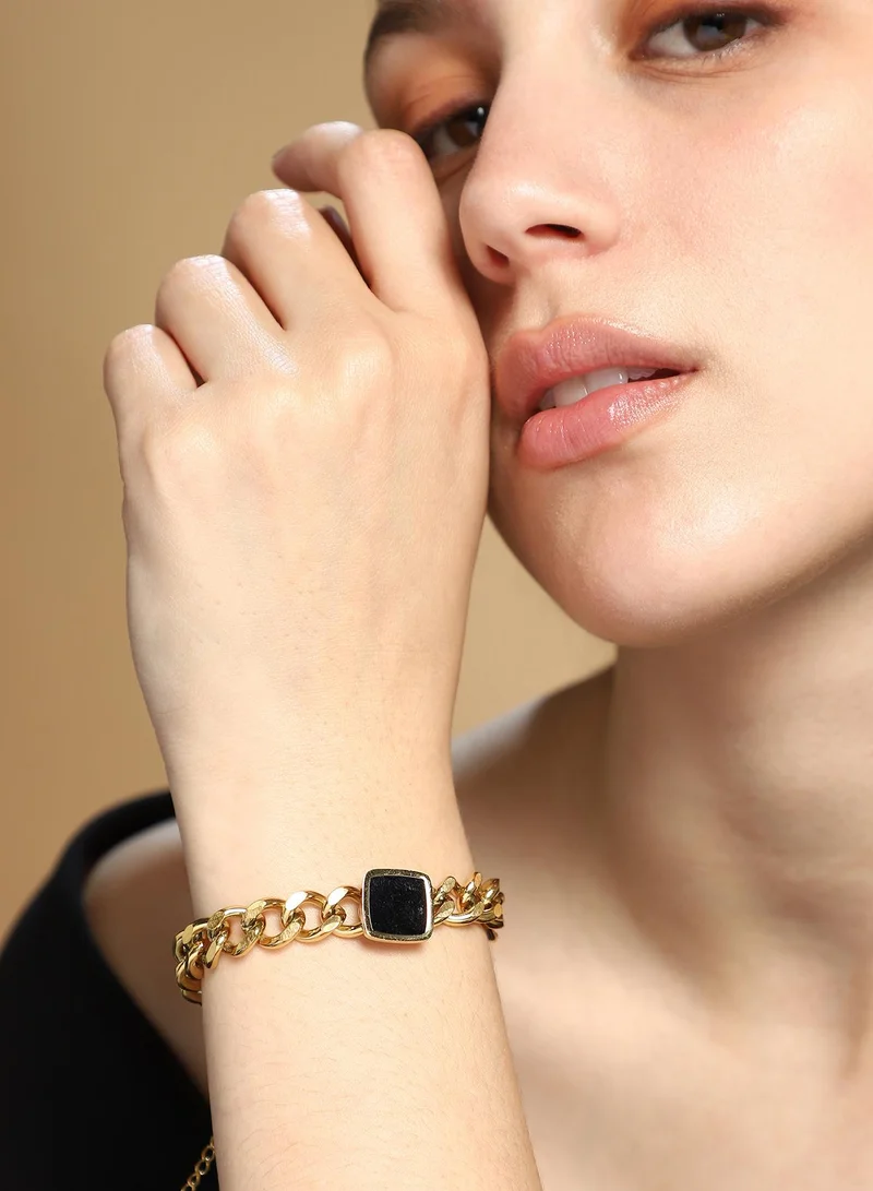 SOHI Women The QuadBlock-Link Chain Bracelet | California  Colour | One-Size | Metallic Alloy Material | Lobster Clasp Closure | Bracelet For Casual & Evening Wear