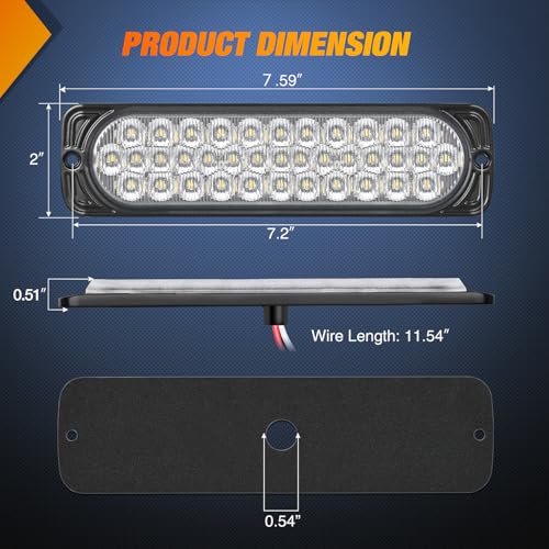 Nilight 75 Inch Aluminum Housing Tail Light 2 PCS 36 LED White Back Up Reverse Marker Lights Surface Mount IP67 Waterproof for 1030V RV Camper Trailer Truck Bus Boat - Image 3