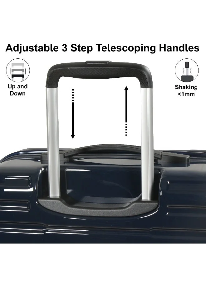 Eminent D.Azure Blue Wheeled Unisex Hard Shell Luggage Trolley Makrolon Lightweight 4 Quiet Double spinner Wheel Suitcase with TSA lock KH53M DAzure Blue  | Best Price UAE