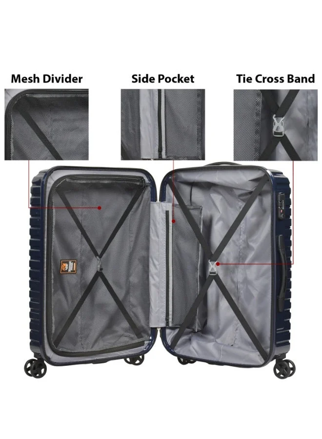 Eminent D.Azure Blue Wheeled Unisex Hard Shell Luggage Trolley Makrolon Lightweight 4 Quiet Double spinner Wheel Suitcase with TSA lock KH53M DAzure Blue  | Best Price UAE
