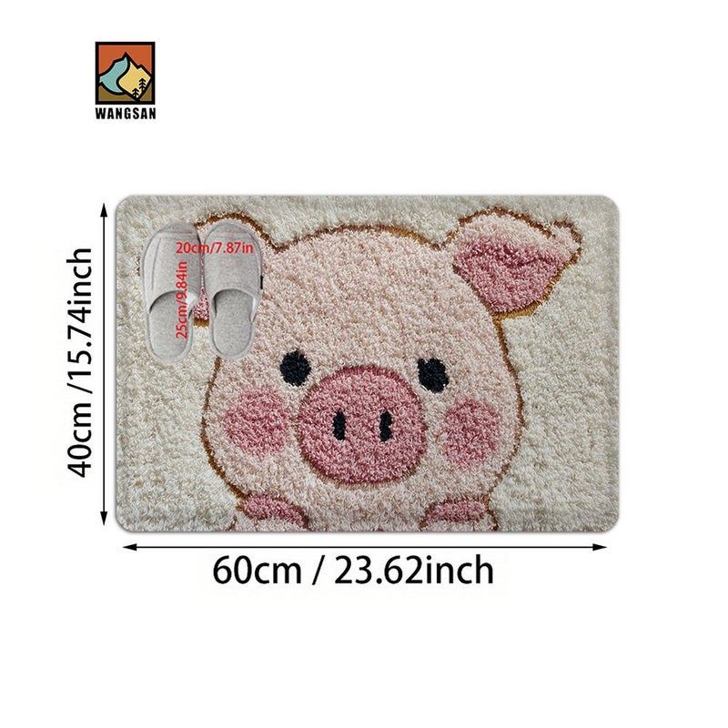 Creative Art Non Slip Bath Mat 80x50cm Cute Pig Design Soft Polyester - Image 3