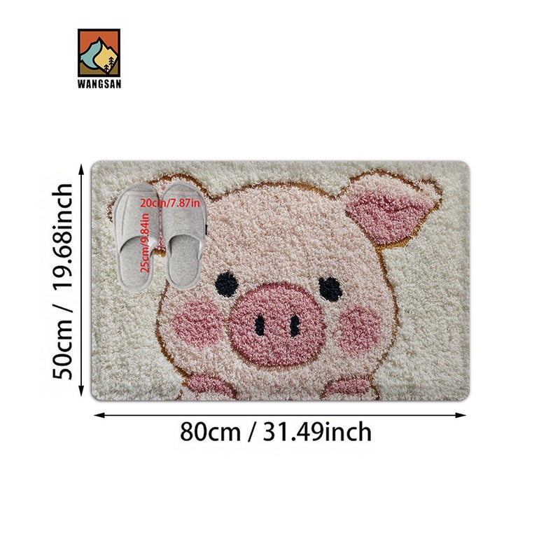 Creative Art Non Slip Bath Mat 80x50cm Cute Pig Design Soft Polyester - Image 5