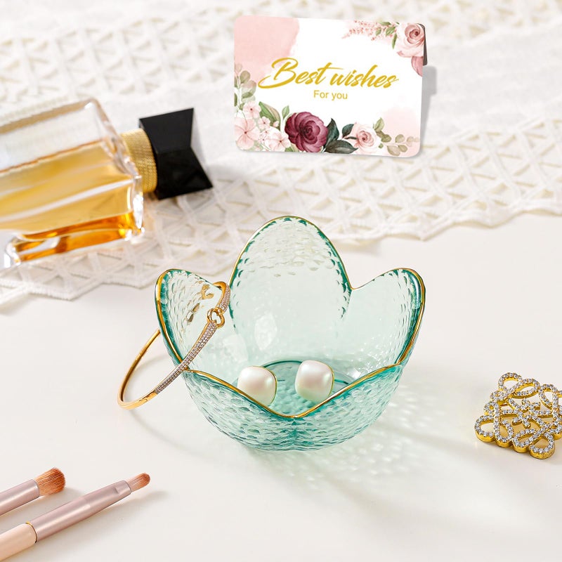 Binoster Friendship Gifts For Women Jewelry Dish Glass Ring Dish Jewelry Tray Cute Vanity Organizer Room Decor Jewellery Tray Trinket Dish Cute Bedroom Decor Christmas House Warming Gifts for women - Image 3