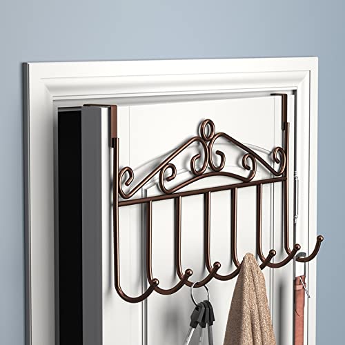 wolpin Over The Door Hook Hanger Wall Organiser Removable Hook Rack for Hanging Towel | Clothes Hanger | Multipurpose Hook Rail Nail-Free (7 Hooks, Brown) - Image 5