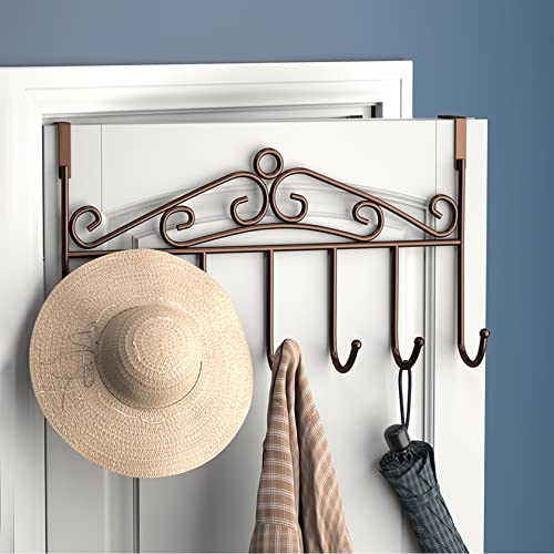 wolpin Over The Door Hook Hanger Wall Organiser Removable Hook Rack for Hanging Towel | Clothes Hanger | Multipurpose Hook Rail Nail-Free (7 Hooks, Brown) - Image 2