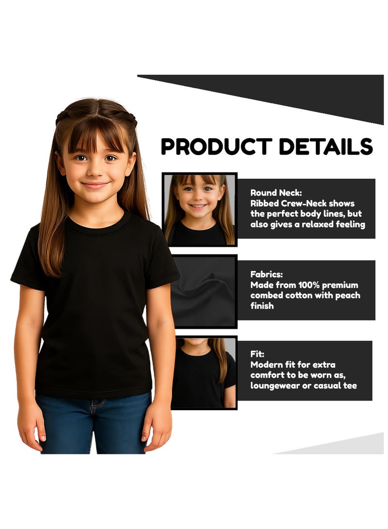 برينت شوب فور مي تي شيرت Printshop4me للأطفال برقبة دائرية للفتيات 170 جرامًا في المتر المربع من القطن الخالص الألوان الأساسية - Image 3