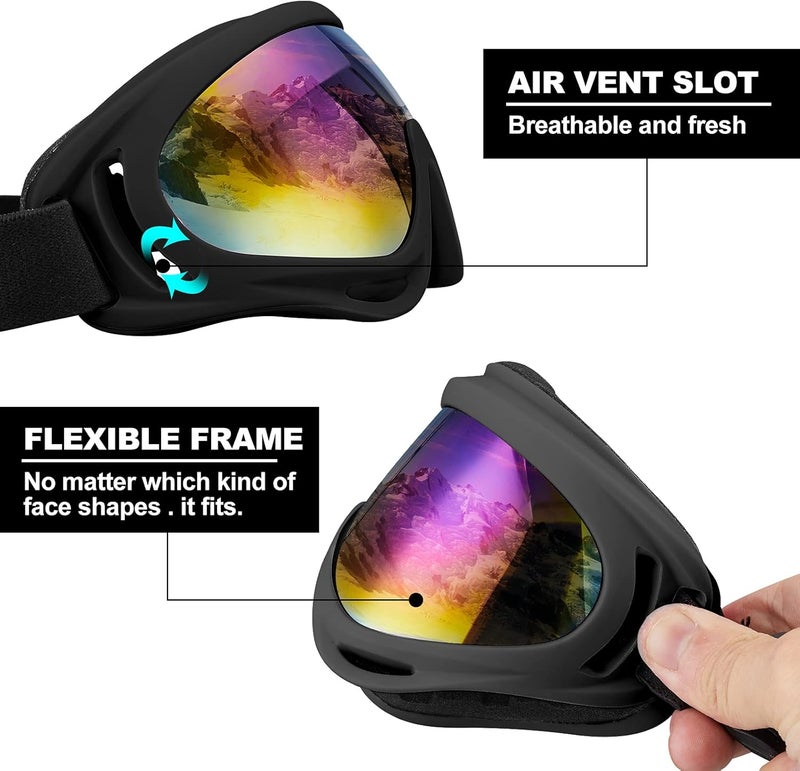 SixYard Ski Goggles, Motorcycle Goggles, 3 Pack Snowboard Snow Goggles for Men Women Adult Youth - Image 4