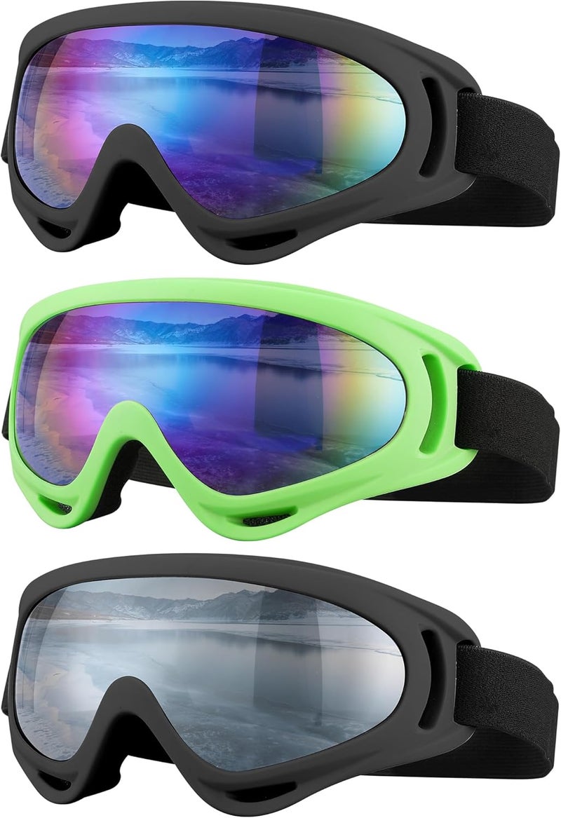 SixYard Ski Goggles, Motorcycle Goggles, 3 Pack Snowboard Snow Goggles for Men Women Adult Youth - Image 1